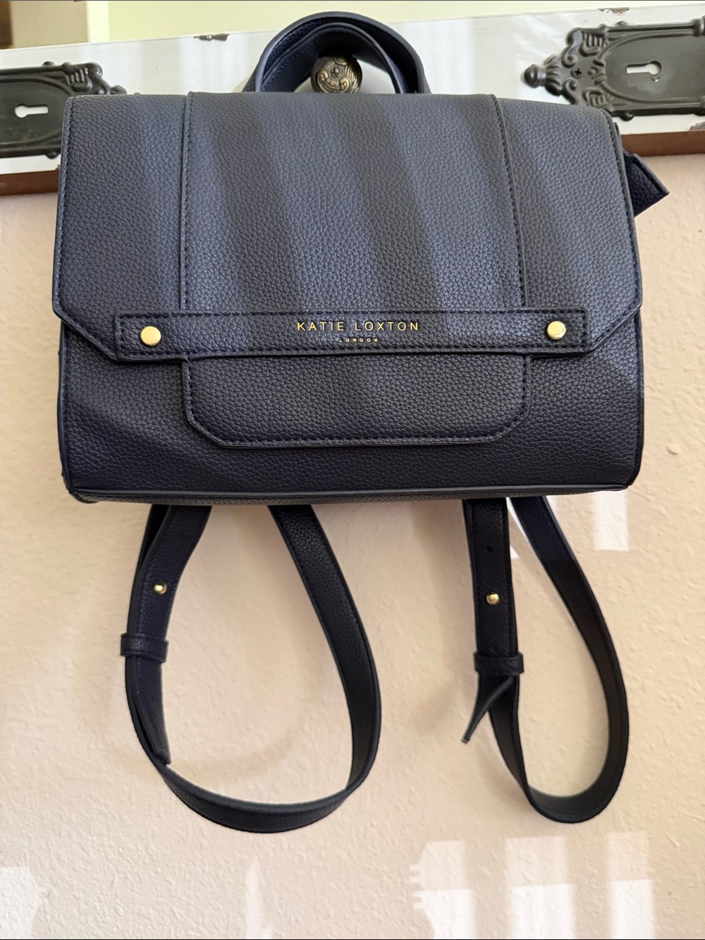 Katie Loxton Navy Pebble Leather Mini Backpack